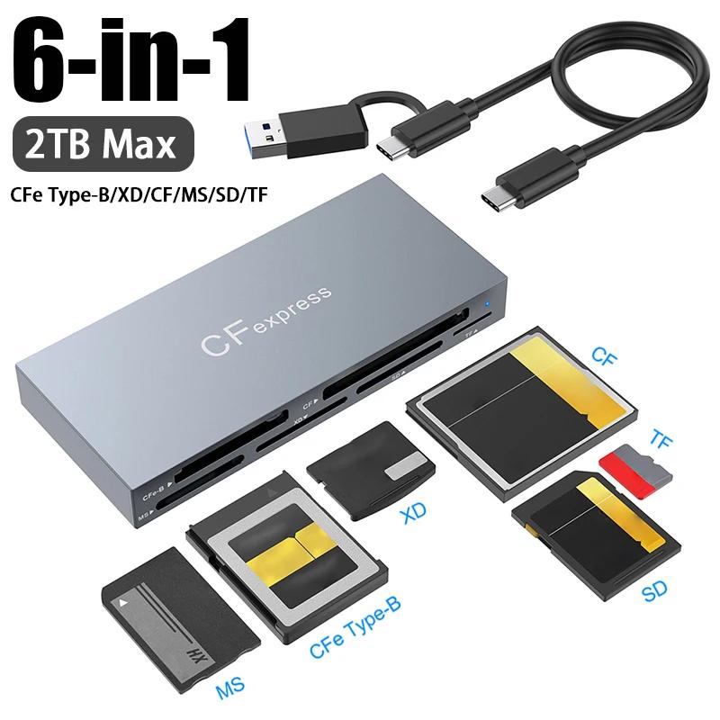 USB 3.2 Gen2 USB C ī , ޸ Ʈ ī , CFexpress Ÿ B, CF, XD, MS, SD, TF Ʈ ÷ ī , 6 in 1